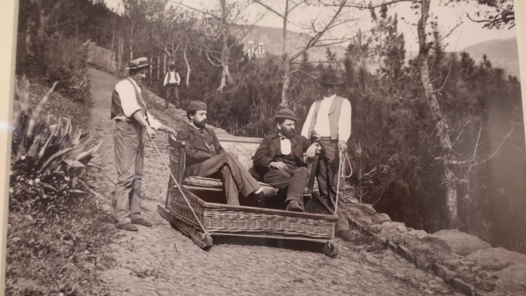 Besucher auf Schlittentaxi